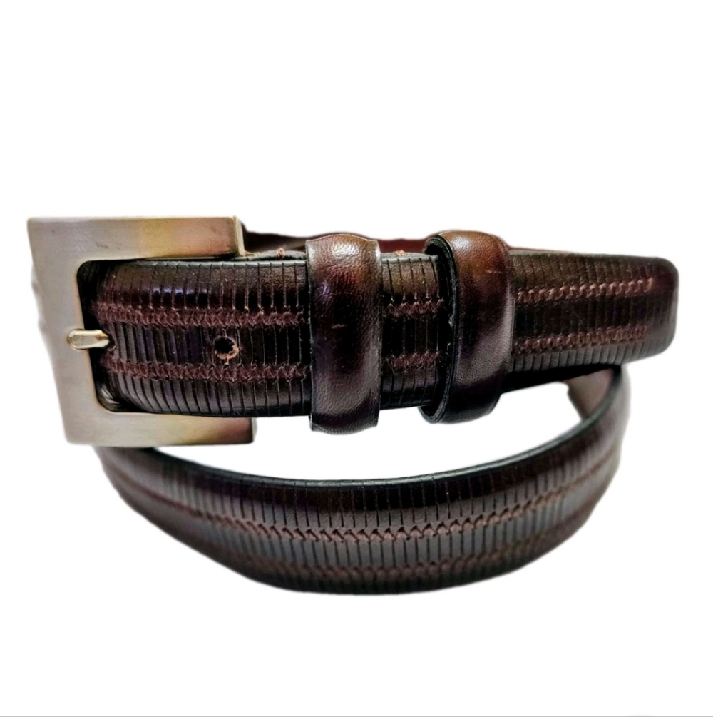 Kenneth Cole  Brown Genuine Italian Textured Leather Dress Belt Size 34